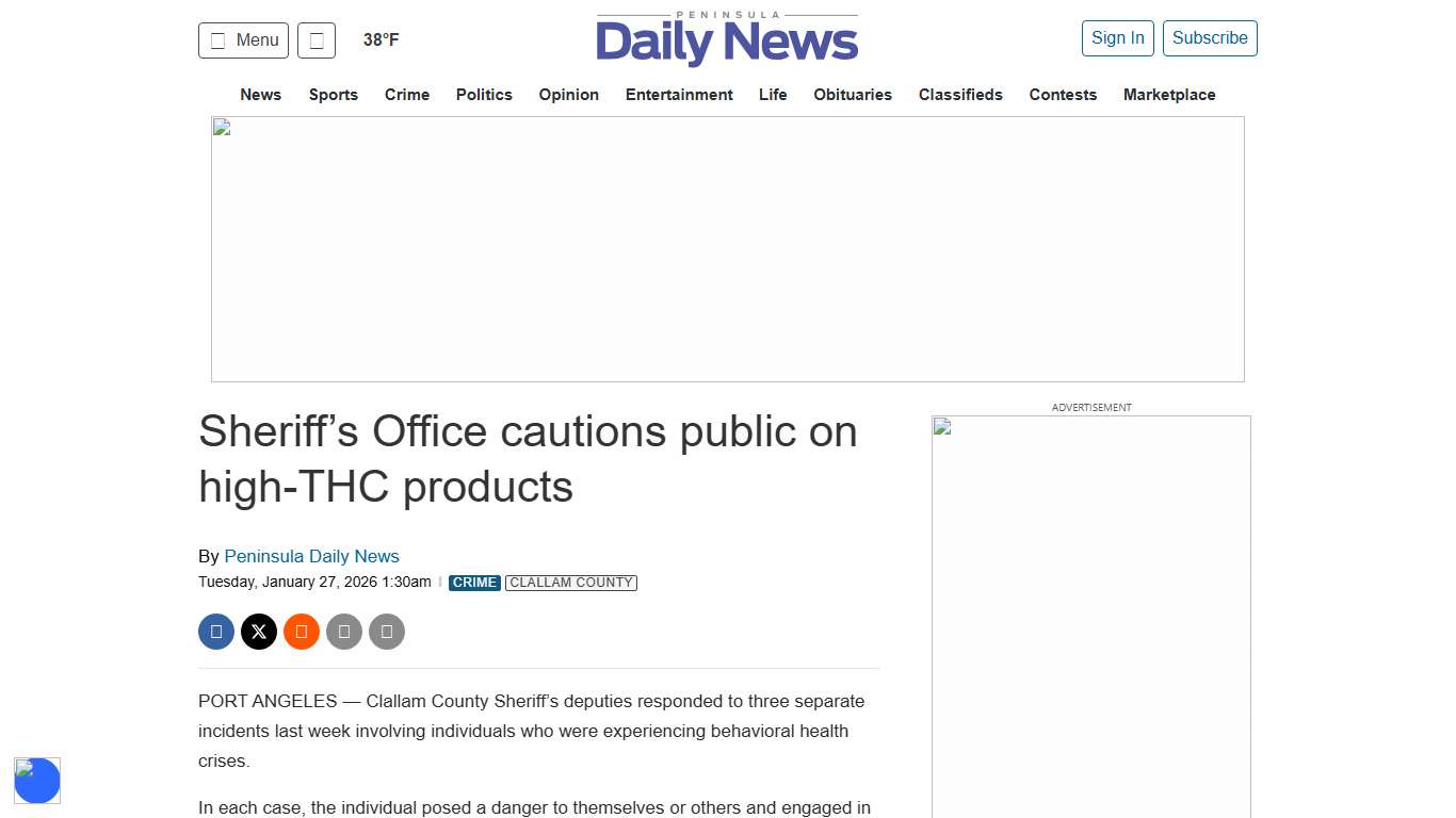 Sheriff’s Office cautions public on high-THC products Peninsula Daily News